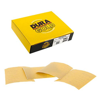 Dura-Gold Premium 1/4 Sheet Gold Sandpaper Sheets, 400 Grit (Box of 25) - size: 400-Grit