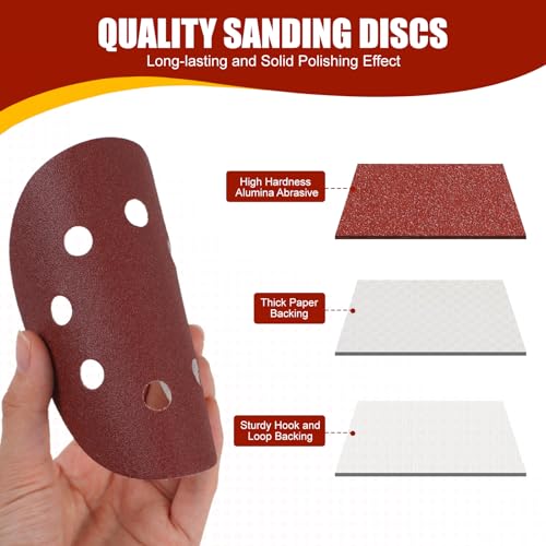 YNZDRWA 70 PCS 5 Inch 8-Hole Sanding Discs, 9 Mixed Grits