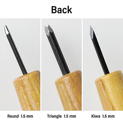Wazakura 3PCS Bonsai Chisel Kit with Round Gouge, Single Bevel Skewed