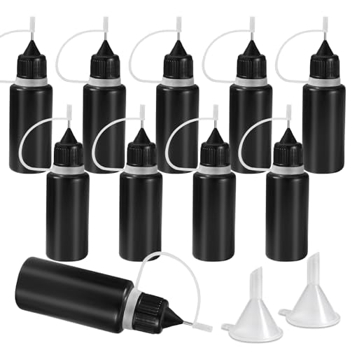 HARSKIYER 10ml Precision Tip Bottles, 10 Pcs Black 2 Funnels - size: 10ml