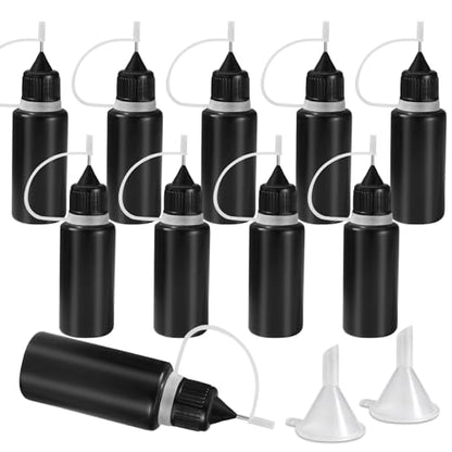 HARSKIYER 10ml Precision Tip Bottles, 10 Pcs Black 2 Funnels - size: 10ml