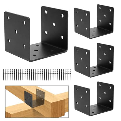 4x4 Concrete Post Base 4Pcs,Post Anchor Connector,3mm Thick - size: U 4''X4''