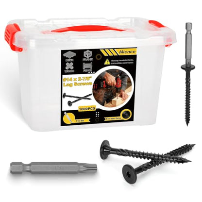 #14 x2-7/8'' Deck Screws,1000Count Coarse Thread Exterior Wood Screws - size: #14 x 2-7/8"