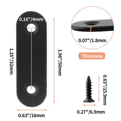 Jiozermi 24 Pcs Straight Brace, 2" x 0.6", Stainless Steel, Black - size: Black, 2” x 0.6”, 24 pcs