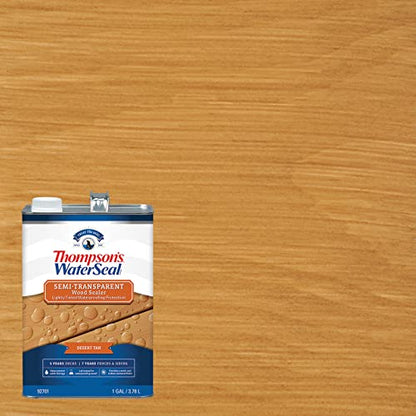 Thompson’s WaterSeal Semi-Transparent Waterproofing Wood Stain and Sealer, Desert Tan, 1 Gallon - color: Desert Tan