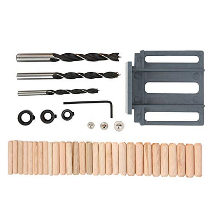 Joyzan Wood Doweling Hole Drill Guide, 6 8 10 mm Dowel Jig Kit Handheld - color: Grey