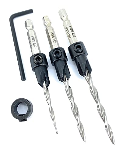 FTG USA 3Pc #6#8#10 Wood Countersink Drill Bit Set Parabolic Hex Shank - style: #6#8#10 Hex Shank