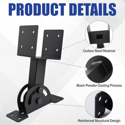 2 Pcs 4“x 4”Heavy Duty Roof Riser Brackets Kit - color: Black -4×4, size: Set 2