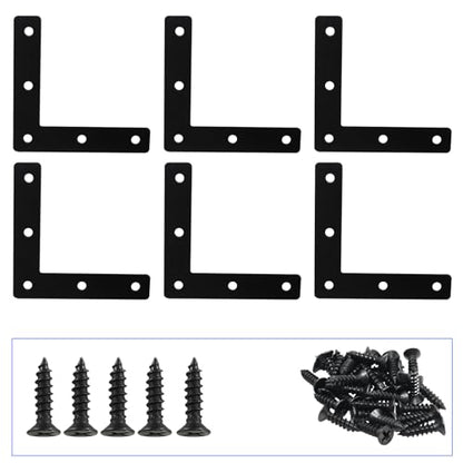 Hordion 10Pcs 3 x 3'' L Bracket Corner Brace, 80 X 80mm Black Repair Plates - size: 3" x 3" (Black), style: L-Shape