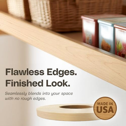 Edge Supply Maple 1-1/2 in X 25 ft Roll – Pre-Glued Iron On Wood Veneer Tape – Wood Veneer Edge Banding Tape with Hot Melt Adhesive, Smooth Sanded Finish Ideal for Furniture & DIY, Made in USA - color: Maple, size: 1-1/2 in x 25 ft