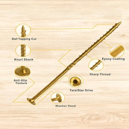 #14 x 6 Inch Wood Screws, 300 Pack Structural lag Screws for Decks