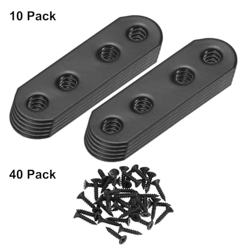 M METERXITY 10-Pack Flat Straight Brackets 2.17x0.71in, Black - color: Black, size: 55mm