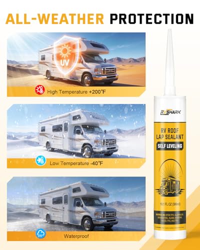 RV Roof Sealant, 2 Pack, Self Leveling Lap Sealant for RV, White