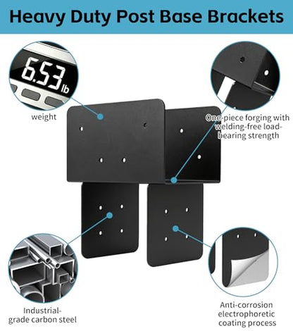 2 Pack 6x6 Heavy-Duty Post Bracket for Outdoor Pergolas Gazebos Decks - size: 2 Pack Large Brackets 6"x6"