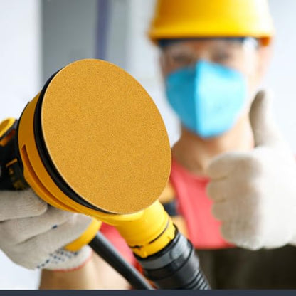 6-Inch No-Hole Hook and Loop Gold Sanding Discs 120-Grit, 100 Pack - size: 120 Grit