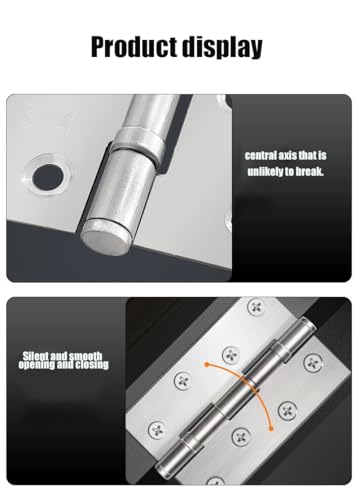 LAFULER 6 PCS 3.5×2.4 inch（88×58MM） 304 Stainless Steel Silver Silent Bearing Door Hinge, Suitable for Doors and Windows, Furniture, Wooden Crates, Pet Houses, Cabinets,with Screws - size: 3.5×2.4in(Silver)