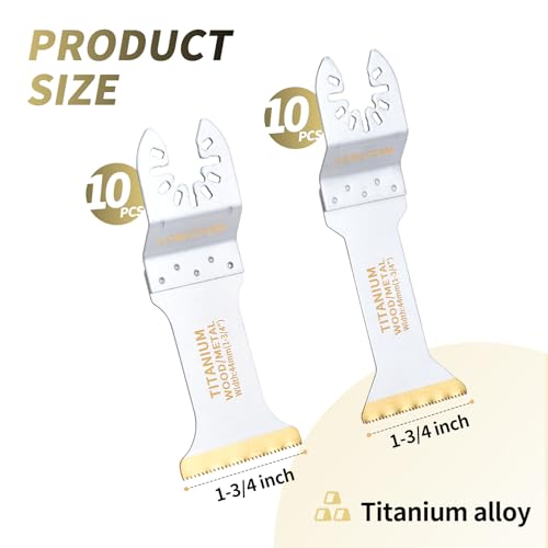LONGTERM 20-Piece Titanium-Coated Bi-Metal Oscillating Blade Set, Quick-Release OIS, for Wood/Nails/Plastic/PVC/Drywall - style: 20PC-Bi-Metal Titanium