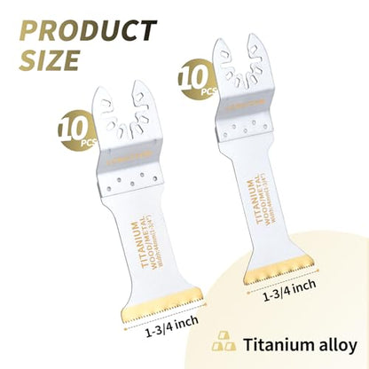 LONGTERM 20-Piece Titanium-Coated Bi-Metal Oscillating Blade Set, Quick-Release OIS, for Wood/Nails/Plastic/PVC/Drywall - style: 20PC-Bi-Metal Titanium