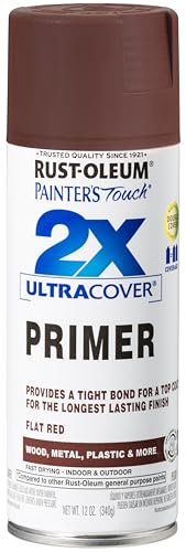 Rust-Oleum Painter's Touch 2X Ultra Cover Spray Primer, Flat Red - color: Red, size: 12 fluid ounce (Pack of 1)