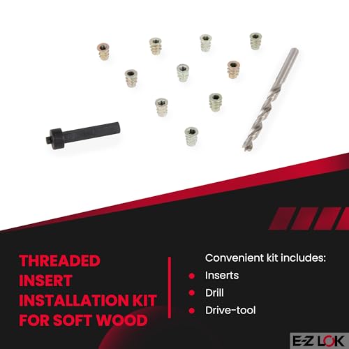E-Z LOK Thread Repair Installation Kit - Includes E-Z Hex Threaded Inserts for Soft Wood, Zinc Alloy, Flanged, M4-0.7 x 10mm Length, Drill, and Drive Tool, (EZ-900407-10) - size: M4-0.7 x 10mm, style: Flanged