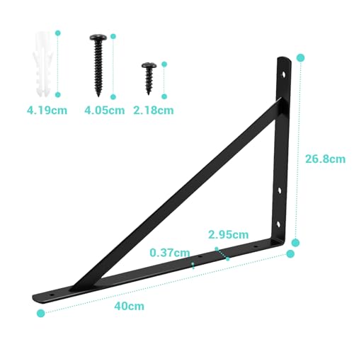HOME MASTER HARDWARE 16x10 Inch Heavy Duty Shelf Brackets, Black 4 Pack - color: Black, size: 16 inch x 10 inch-4pcs