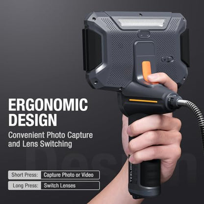 Teslong TF600 4-Way Articulating Borescope with 6.5mm Dual Lens Endoscope