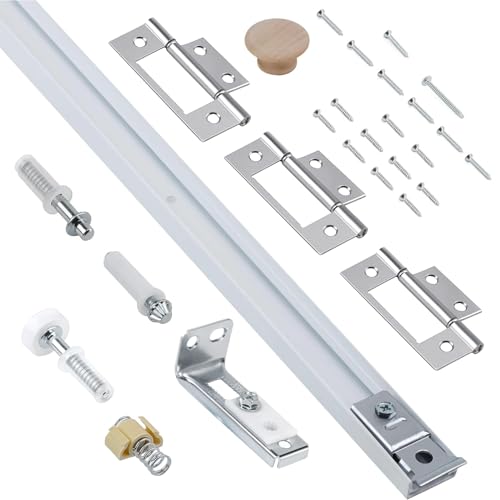Bifold Door Hardware Kit with 30-Inch One-Piece Track, Bi-fold Closet Door Track Kit Bifold Closet Door Hardware Kit Folding Door Hardware Repair Replacement Tool Kit - size: 30''Track(1x30''Track)