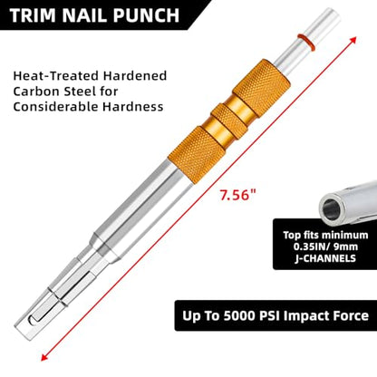 Trim Nail Punch with Retaining Clip, Fits Up to 1" Wide Nail