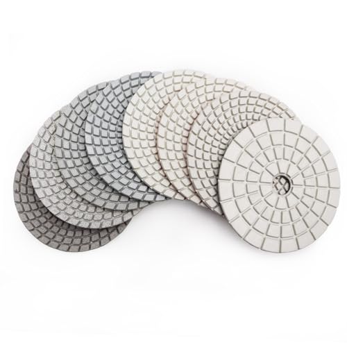 SHDIATOOL 4 Inch Wet Diamond Polishing Pads 8PCS Mixed Grit for Stone - style: Mixed Grits