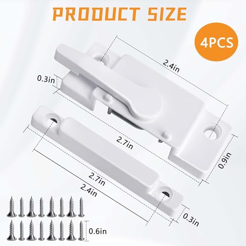 4 Pack Sliding Window Sash Locks for Single-Hung and Double-Hung Windows - color: White-4Set