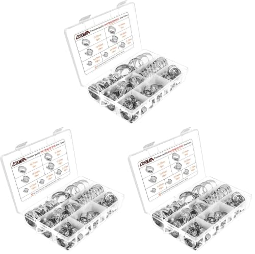 LOKMAN Stainless Steel Hose Clamp Assortment Kit- 60 Pieces, Adjustable 1/4''- 1-1/2'' (6-38mm) Worm Gear Metal Fuel Line Clamp for Plumbing, Automotive And Mechanical Applications (Pack of 3) - size: Assortment Kit 1 (Pack of 3)