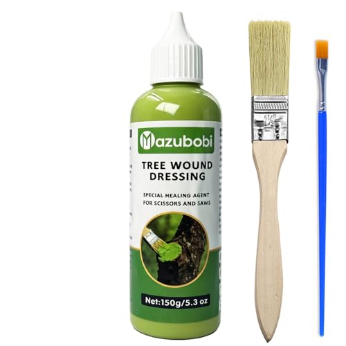 Tree Wound Sealer & Pruning Sealer Paste for Trees & Shrubs – Healing Compound for Pruning Cuts, Bark Damage & Grafting – 150g with Brush