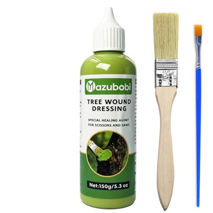 Tree Wound Sealer & Pruning Sealer Paste for Trees & Shrubs – Healing Compound for Pruning Cuts, Bark Damage & Grafting – 150g with Brush