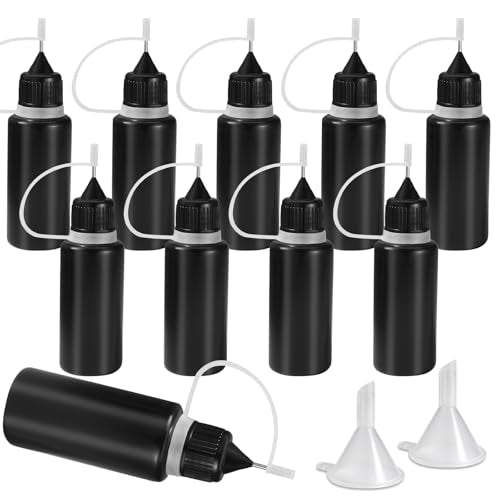HARSKIYER 15ml Precision Tip Bottles, 10 Pcs Black 2 Funnels - size: 15ml