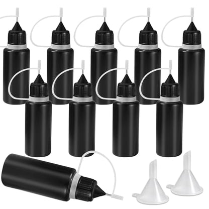 HARSKIYER 15ml Precision Tip Bottles, 10 Pcs Black 2 Funnels - size: 15ml