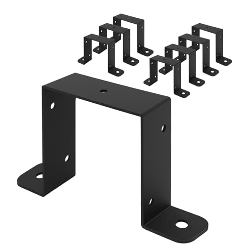 8 Pcs Black Strap Post Ties Brackets 4x4 Strap Post Ties, Square Tube Strap Clamp, Deck Fence Post Tie Gazebo Mounting Bracket
