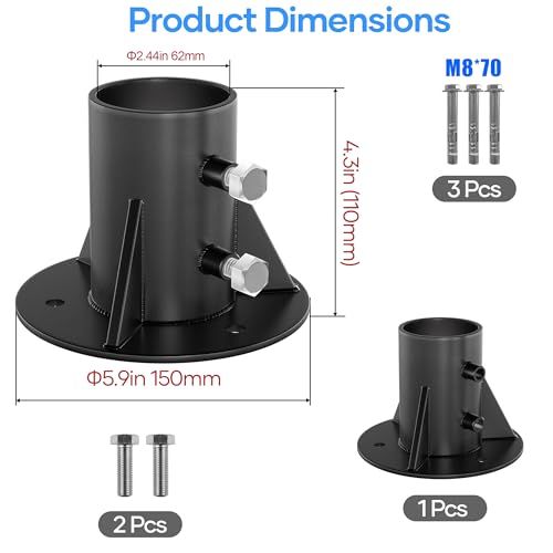 2-3/8" Chain Link Fence Post Base Brackets, 1 Pack, Heavy Duty - size: 2 3/8-Inch (1-Pack)