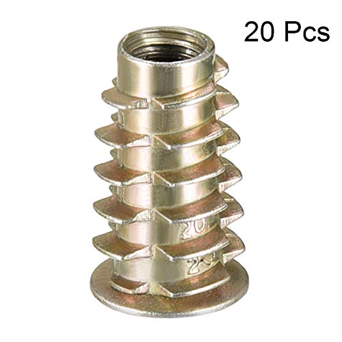 uxcell Furniture Threaded Insert Nuts Zinc Alloy M6 Internal Threads 19mm Length 20pcs - size: M6x19mm