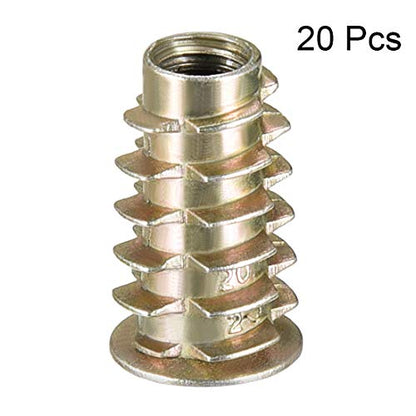 uxcell Furniture Threaded Insert Nuts Zinc Alloy M6 Internal Threads 19mm Length 20pcs - size: M6x19mm