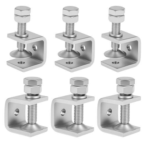 304 Stainless Steel C Clamps Mini 0.8 Inch for Mounting, Heavy Duty Metal U Clamps for Metal Working, Small Desk Clamp with Stable Wide Jaw Opening & Protective Pads/I-Beam Design(6Pcs) - size: 0.8 Inch-6pcs（21mm）