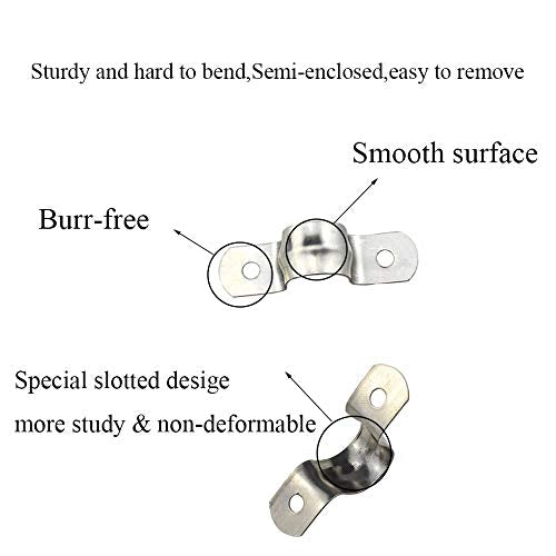 Hahiyo Two Holes Pipe Tube U Bracket Clamps 80MM Heavy Duty No Rust Shiny Strong Resist Wind No Sharp Rigid Strap Clip Conduit Ring 304 Stainless Steel for Fixing Supporting Decorating 7pcs - size: 80mm inside diameter