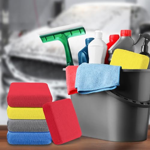 Riakrum 32 Pcs Microfiber Applicator Pads, Yellow,Grey,Blue,red - color: Yellow,grey,blue,red