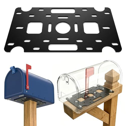 Mailboxes Post Mount Bracket - Universal Mailbox Mounting Plate, Compatible with Architectural, Gibraltar & Adoorn, Adjustable Slotted Base for 4x4 Wood & T-Post, Hardware Kit Included