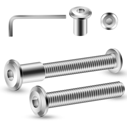 1/4-20 x 1-1/2" 10Pcs Flat Head Hex Socket Cap Screws Bolts Barrel Nuts Kit, 304 Stainless Steel 18-8, Full Thread by SG TZH (with Hex Spanner) - color: Silver, size: 1/4-20 x 1-1/2"