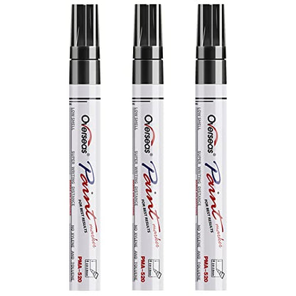 Overseas Black Paint Pens Permanent Markers, 3 Oil Based Paint Makrers - color: Black