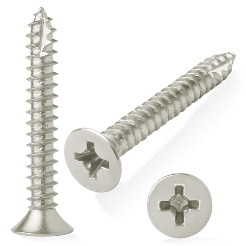 Cauldham Satin Nickel Wood Screws #9 x 1-1/2 Inch for Door Hinges - 25 Pack - color: Satin Nickel