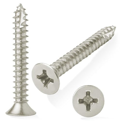 Cauldham Satin Nickel Wood Screws #9 x 1-1/2 Inch for Door Hinges - 25 Pack - color: Satin Nickel