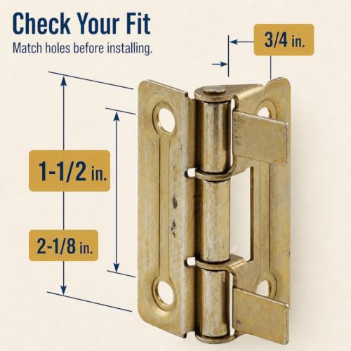 Prime-Line N 6936 Bi-Fold Door Hinges, Brass Plated, 1 Pair