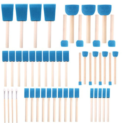 Foam Paint Brushes, 48 Pcs -10 Sizes, Paint Sponge, Premium Foam Brushes - color: Blue