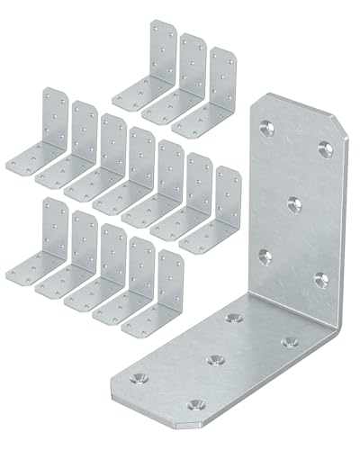 Heavy Duty L Brackets, 5x5 Inch, 300 LBS, Galvanized, 16 Pack - color: Galvanized-16PCS